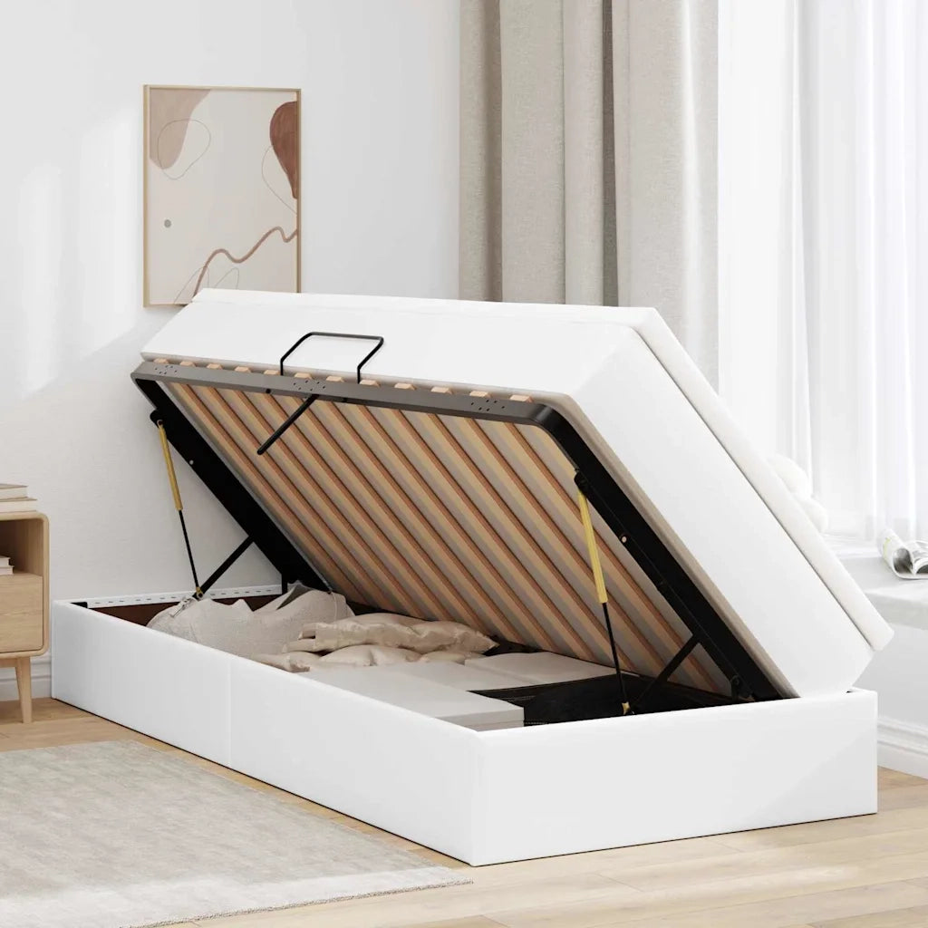Letto con contenitore e materasso Bianco 90 x 200 cm