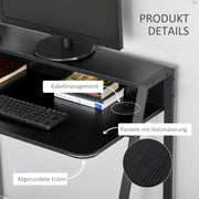 SCRIVANIA Computer 84x45x85 cm MDF Nero con ripiano e passacavi