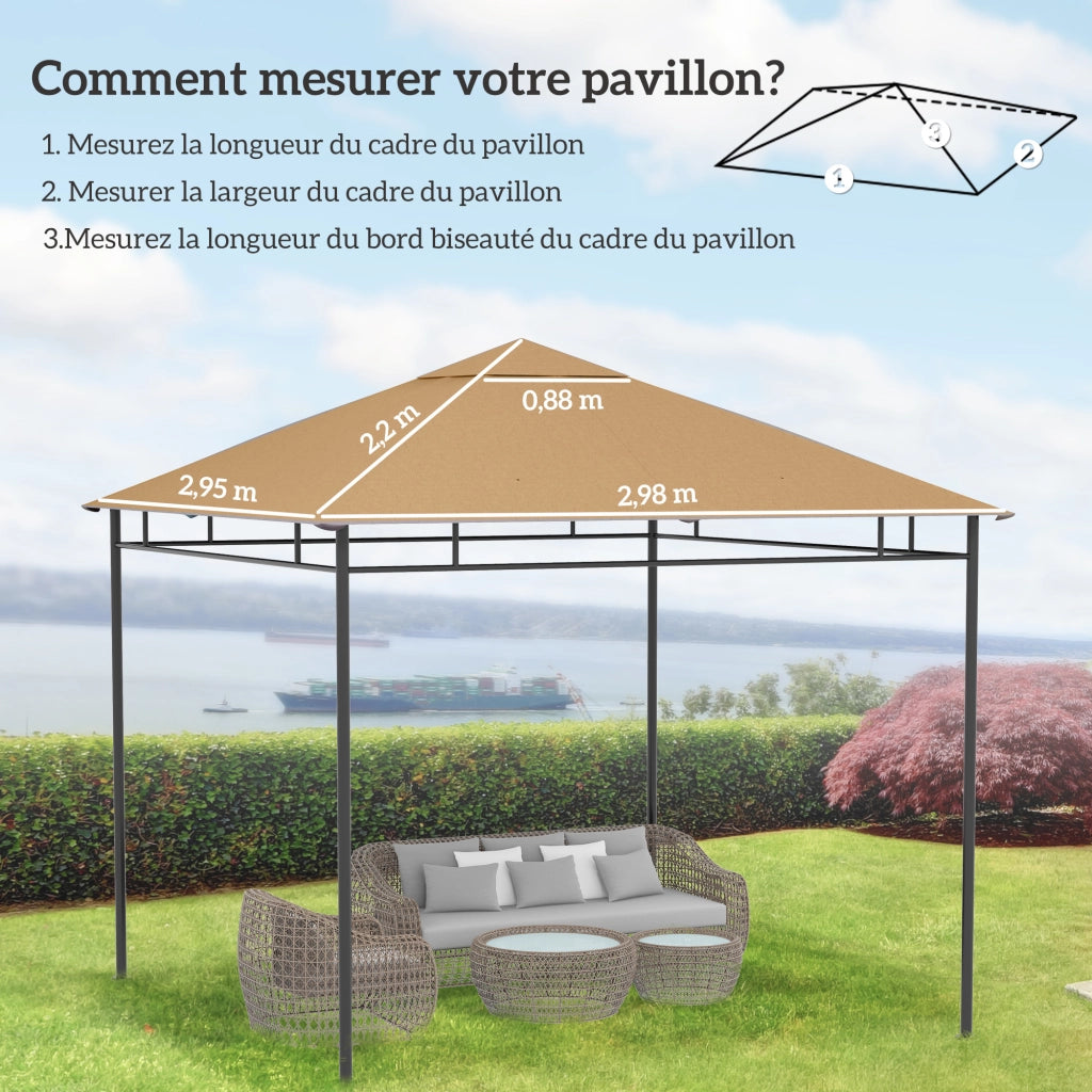 Tenda per Gazebo 3x3 m ¨C zephmum ¨C Beige Poliestere 180 g/m2 Anti-UV