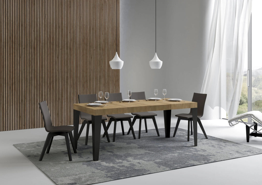 Tavolo allungabile 90x130/234 cm Flaris Premium Quercia Natura telaio Antracite