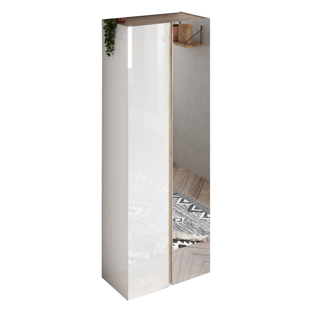 Gradoli, Armadio Multiuso 2 Ante 8 Ripiani, 70x185h cm Bianco Lucido