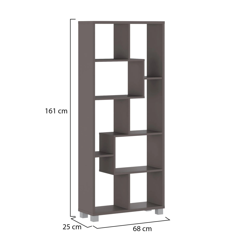 Biblioteca Veniano, Libreria 8 Ripiani, 68x25x161h cm Grigio