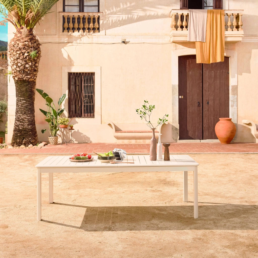 Tavolo da giardino allungabile in alluminio, 10 posti, beige
