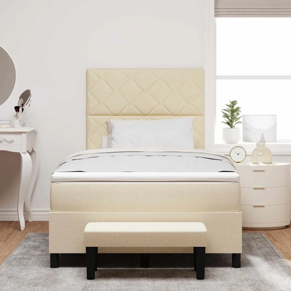 Letto a molle con materasso Crema 120 x 190 cm Tessuto