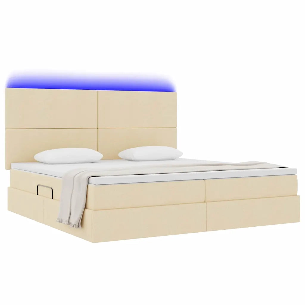 Letto con contenitore e LED Crema 200 x 200 cm Poliestere 3372379