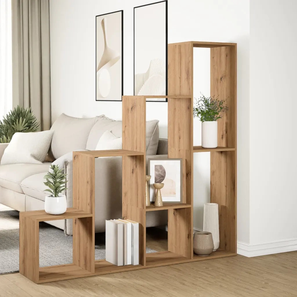 Libreria a 4 Ripiani Rovere 143,5x29x143,5 cm in Truciolato 858002