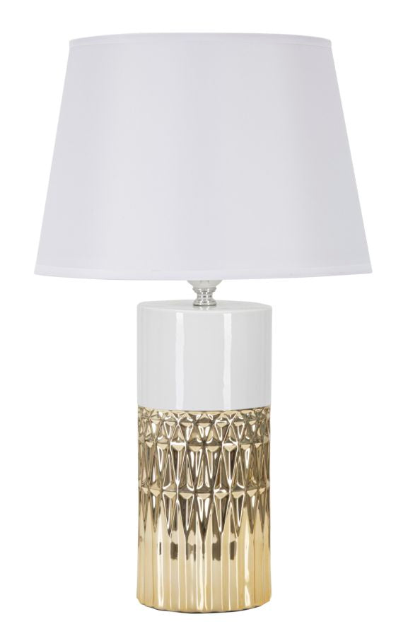 Lampada da Tavolo Glam Elegant 30x48,5x30 cm in Ceramica Bianco/Oro