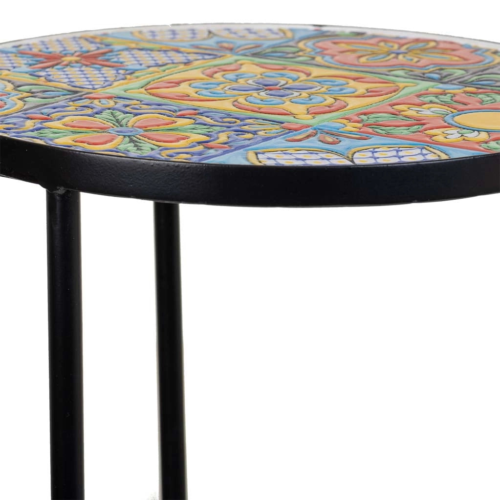Set di 3 supporti in mosaico Rosso e metallo