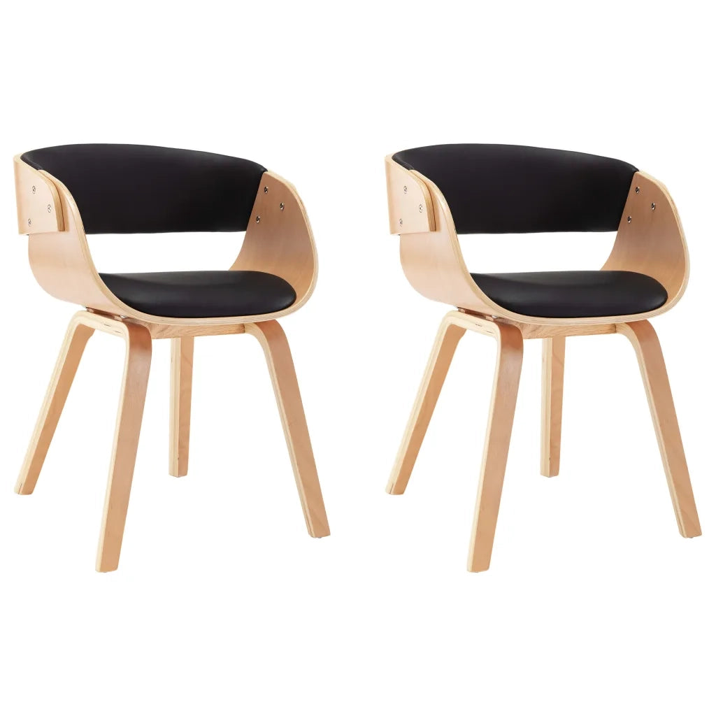 Sedie da Pranzo 2 pz Nere in Legno Curvato e Similpelle 278865