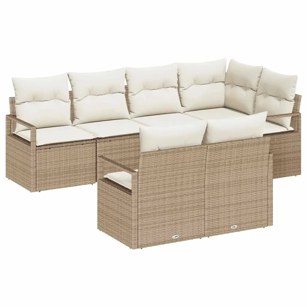 Set di divani con cuscino 7 pcs Beige polyrattan