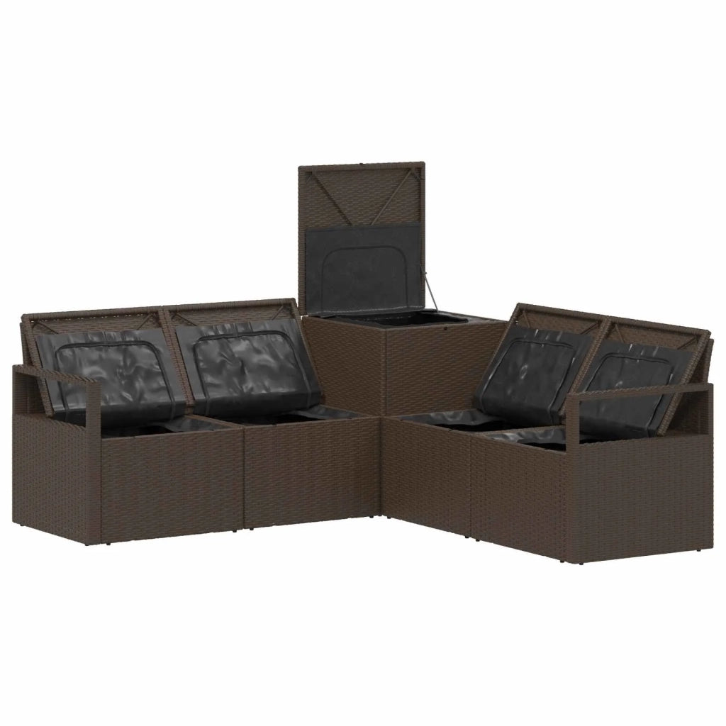 Set di divani 5 pz Marrone e Rosso Rattan sintetico e Acciaio 3447797