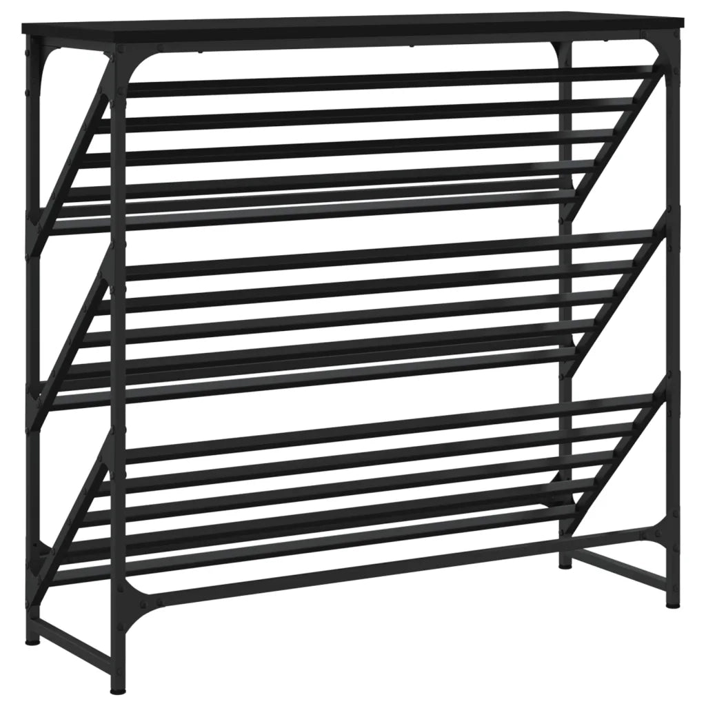Scarpiera-Scaffale per scarpe Nera 90x30x85 cm in Legno Multistrato