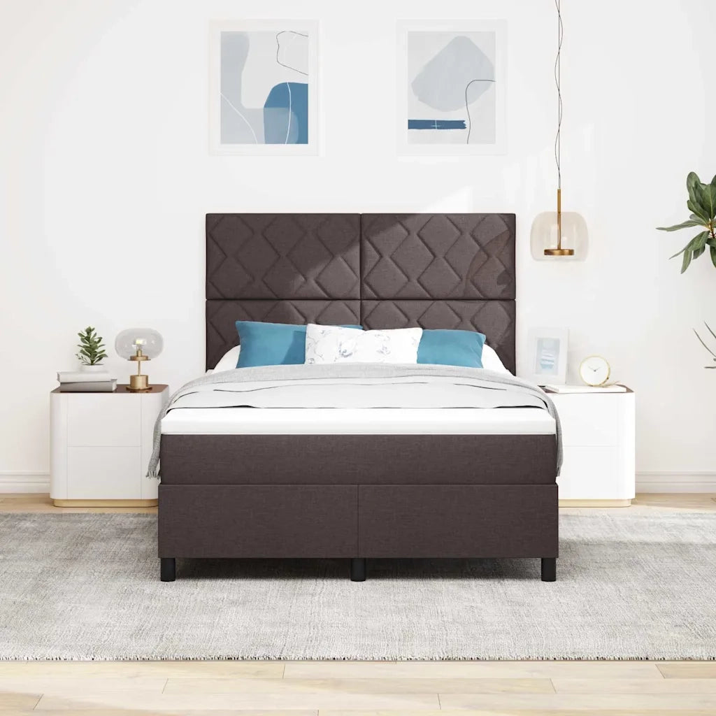 Letto a molle con materasso Marrone Scuro 140 x 200 cm Tessuto 3339472