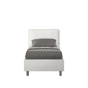 Letto imbottito Singolo 80x210 cm Antea - Bianco,Similpelle,Con rete