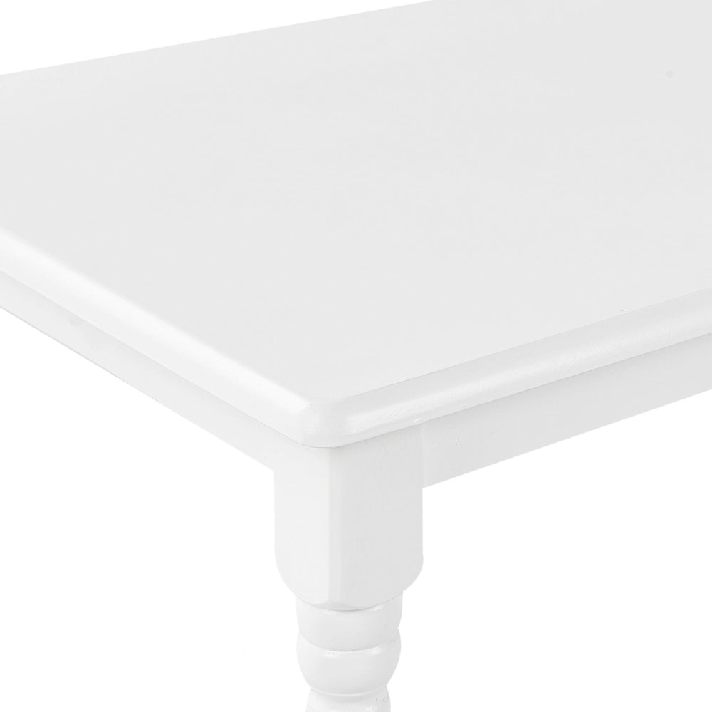 Tavolino da caffè MDF bianco in legno di gomma 120 x 60 cm gambe tornite mobili da soggiorno dal design vintage chic
