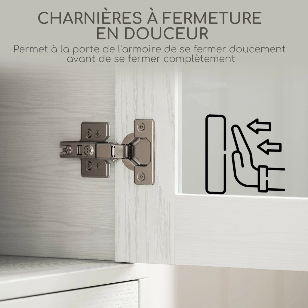 Mobile contenitore moderno con ante in vetro, ripiani regolabili e 2 cassetti ¨C Xylo ¨C Bianco 59x30x164 cm