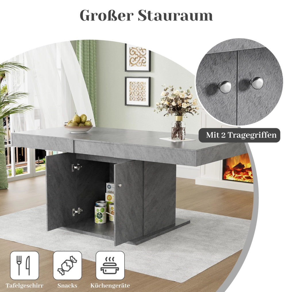 Tavolo da pranzo allungabile 140/180 cm in truciolare e metallo; grigio