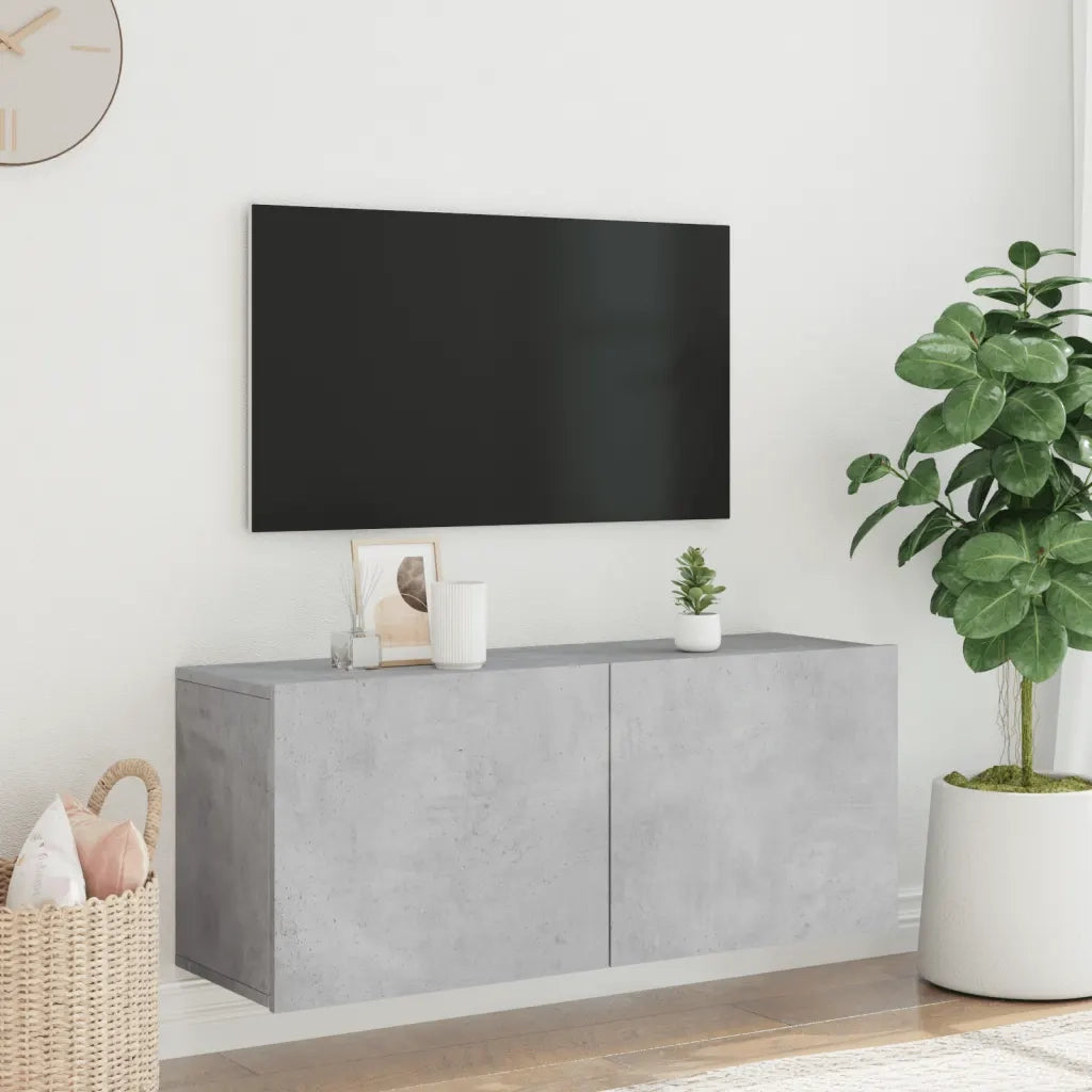 Mobile TV a Parete | Armadietto TV | Mobile Porta TV Grigio Cemento 100x30x41 cm