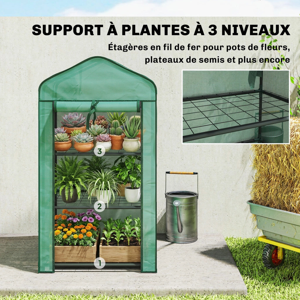 Serra da Giardino 3 Livelli con Ripiani ¨C Zephmum ¨C Verde Acciaio 59x39x127 cm
