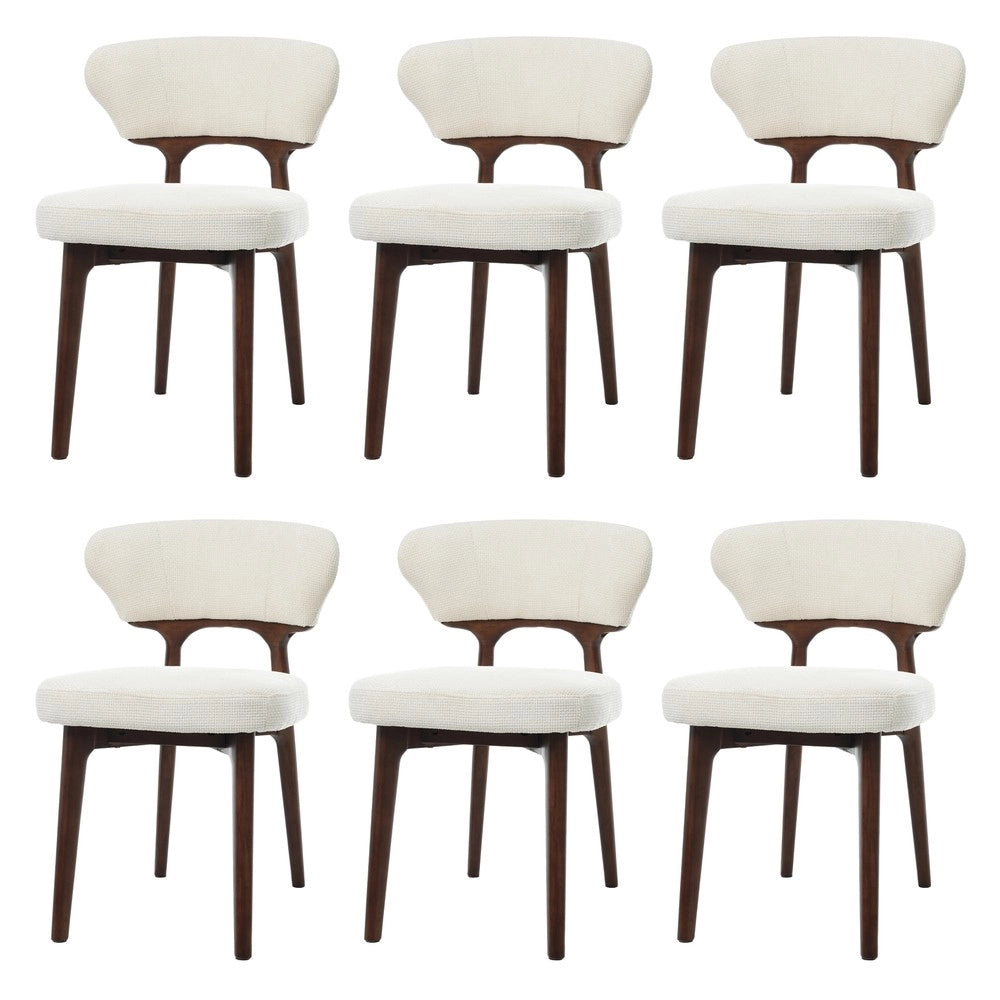 6 Sedie da pranzo in legno massello - Zephmum- Comode e traspiranti, stile moderno, colore beige chiaro