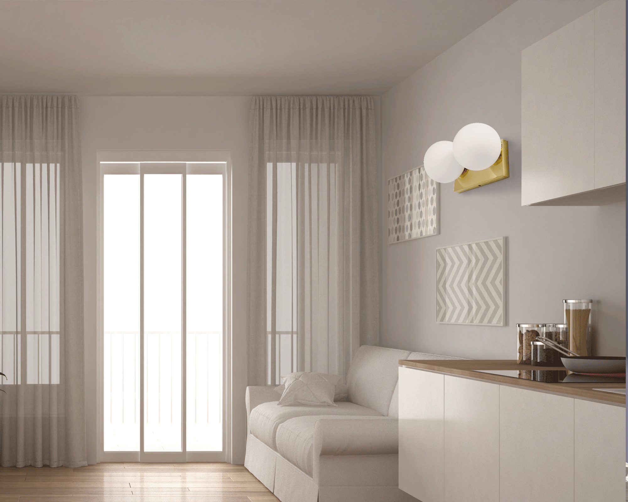 Lampada Da Parete Vetrata APP1010-2W Gold