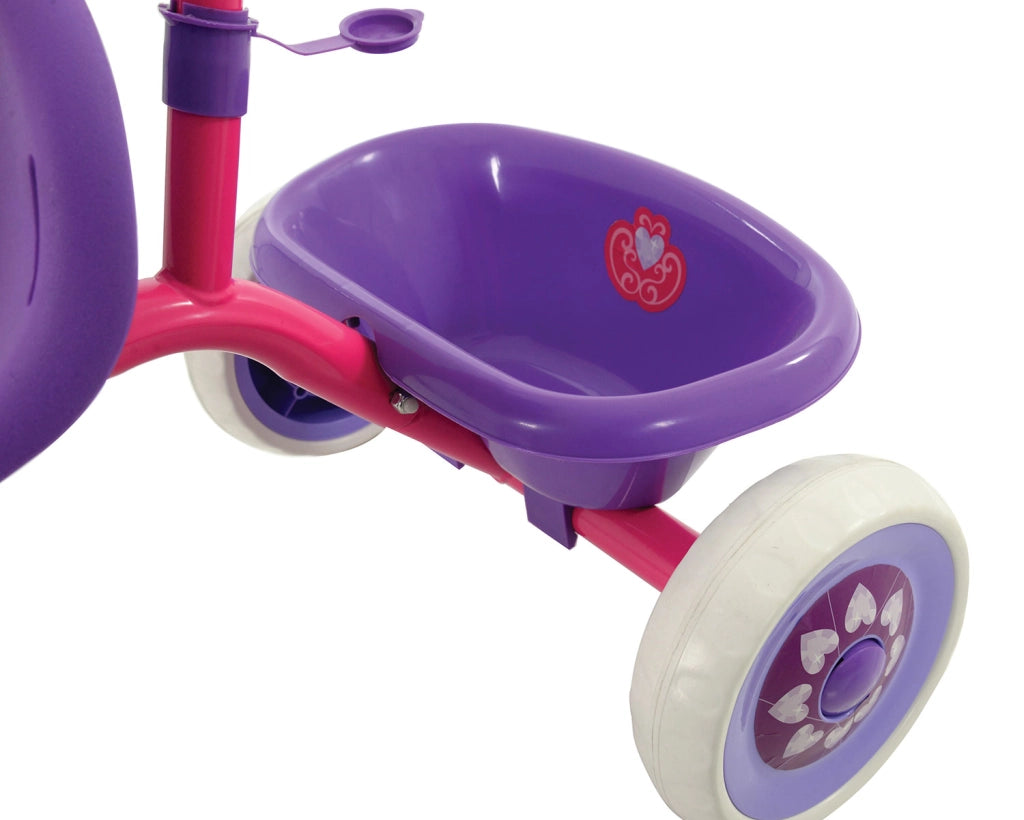 Triciclo a Pedali Primi Passi per Bambini con Maniglione Genitoriale Rimovibile e Vano Contenitore Disney Princess Lilla