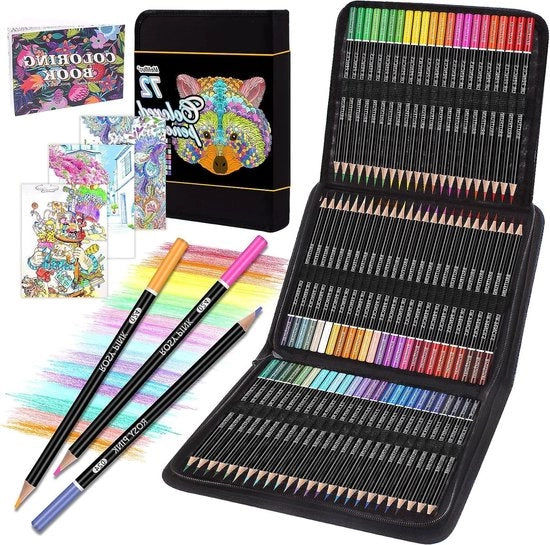 Set di matite colorate - Borsa portatile nera - Matite colorate professionali - Adulti - Artisti - Schizzi - Ombra - Grafite