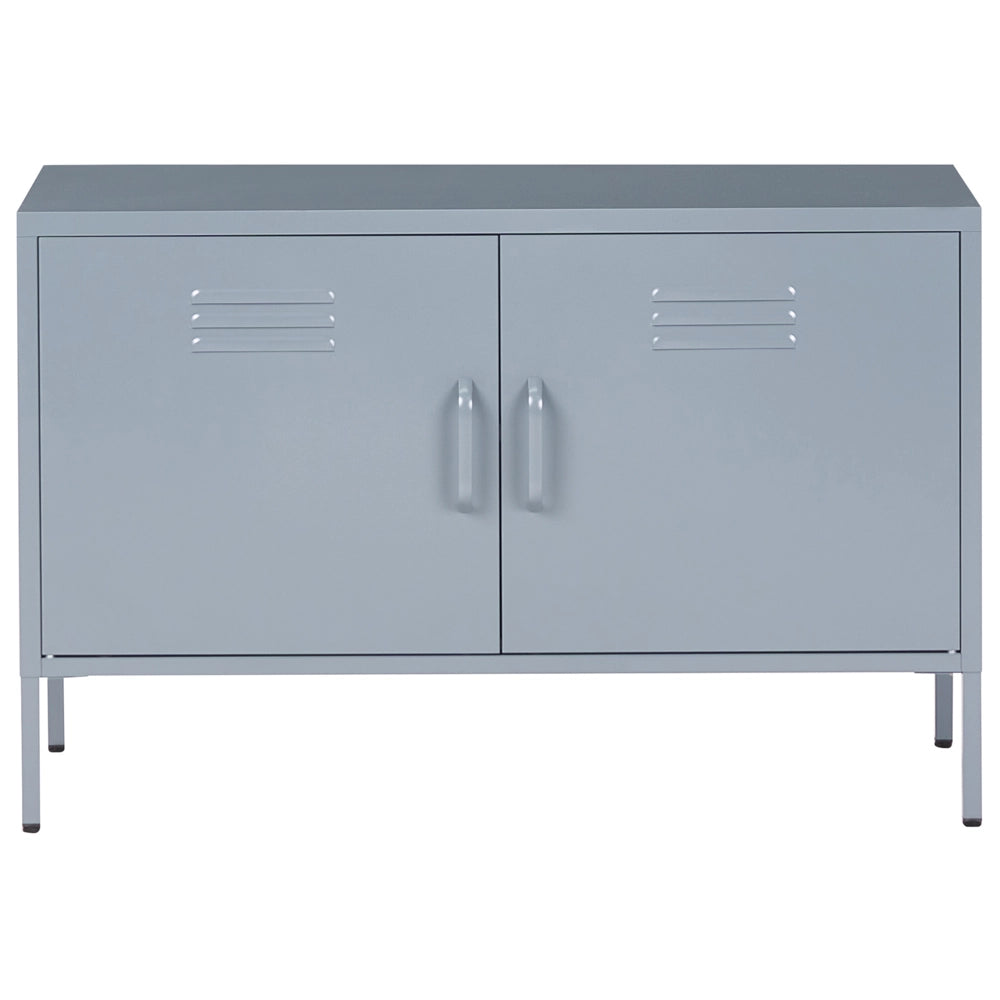 Credenza a 2 ante in acciaio grigio Home Office Mobili Ripiani Tappi per gambe Design industriale