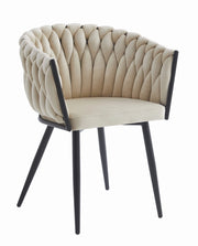 Sedia Valora MAYAN in velluto beige con gambe nere