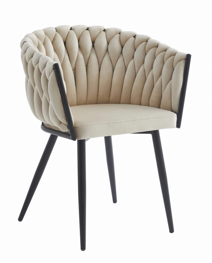 Sedia Valora MAYAN in velluto beige con gambe nere