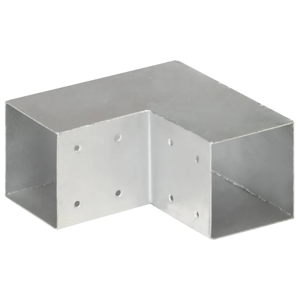 Connettori per Pali a Forma di L 4 pz Metallo Zincato 91x91 mm cod mxl 58382