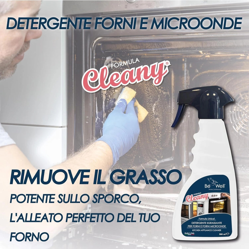 CLEANY Detergente Sgrassante Spray per Forni e Microonde, Formula Professionale, 500 ml, Made in Italy