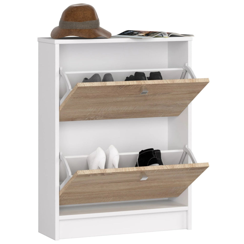 Scarpiera AKORD Bianco 60 cm 2 ante inserto frontale Sonoma Quercia 60x20x80 cm