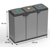 Pattumiera 3 Ante 102x38x87 cm Raccolta Differenziata con Portasacco 80 Litri