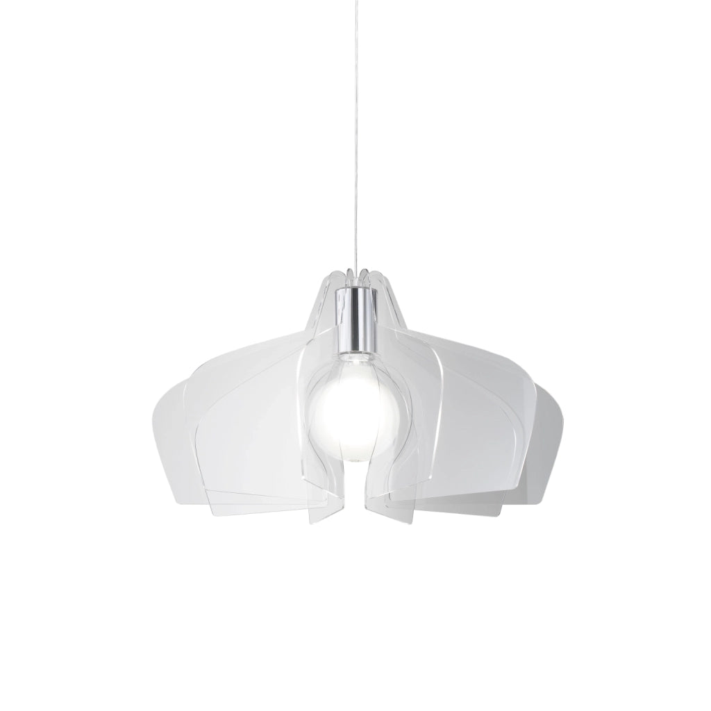 Sospensione Moderna Space Collection Polilux ® Trasparente Metallo Cromo E27