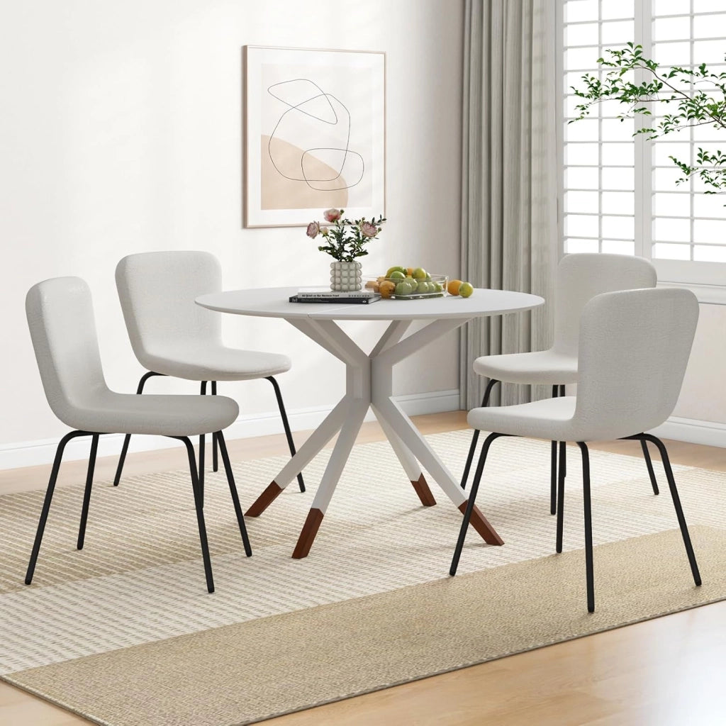 Set di 4 sedie da pranzo imbottite, per soggiorno, sala da pranzo con schienale, senza maniche, con gambe in metallo, portata fino a 150 kg, set di 4 sedie da pranzo, 47 x 58 x 86 cm