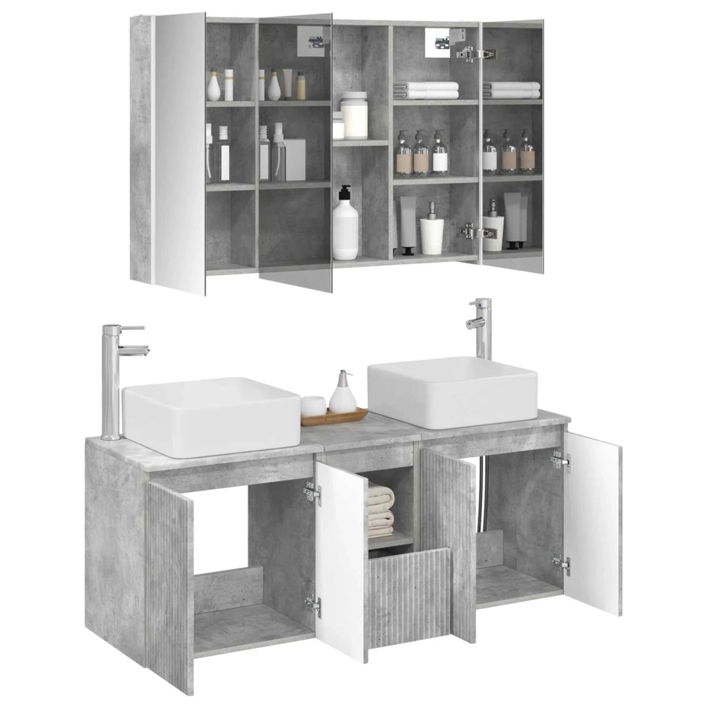 Set di Armadi da Bagno 4 pcs Grigio Cemento 3406386