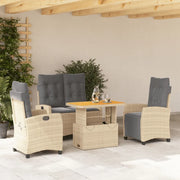 Set da Pranzo da Giardino 4 pz con Cuscini Beige in Polyrattan