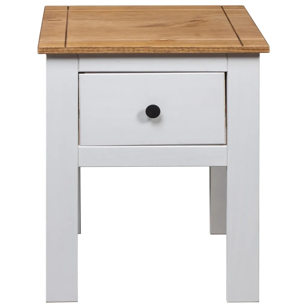 Comodino | Armadio da Notte | Mobiletto da notte Bianco 46x40x57 cm in Legno di Pino Panama Range