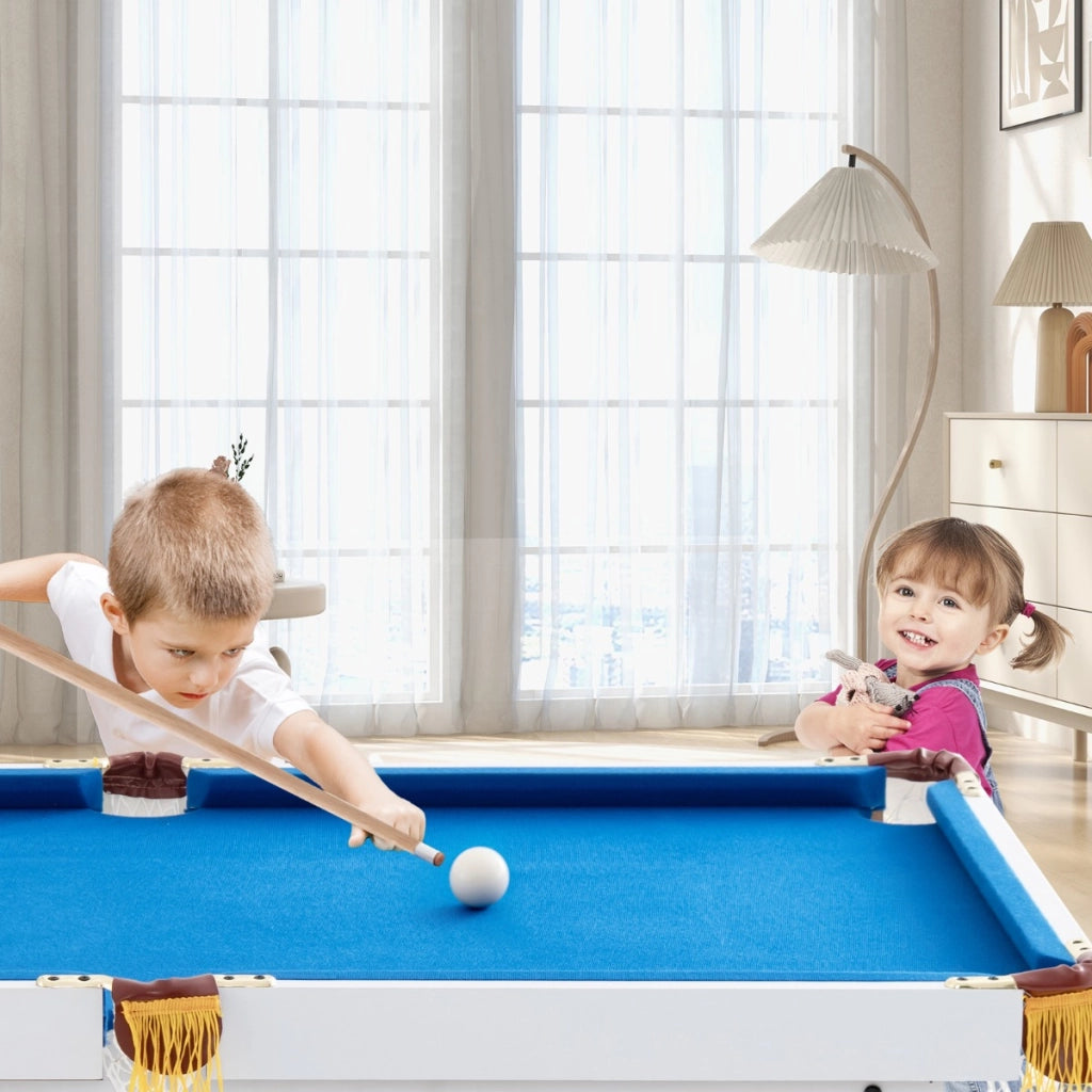 Tavolo da biliardo pieghevole da 122 cm con set di accessori bambini e adulti, Tavolo da gioco portatile con 2 stecche Blu-Stanza dei giochi