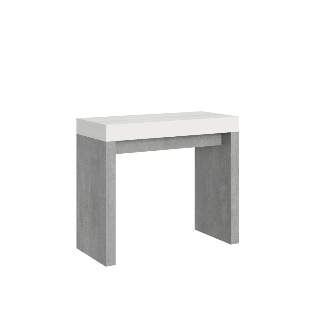 Consolle allungabile 90x40/196 cm Roxel Mix Small piano Bianco Frassino - struttura Cemento