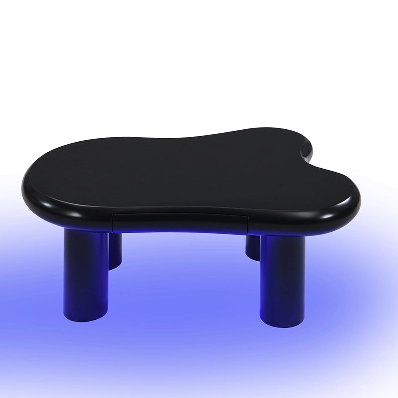 Tavolino basso a forma di nuvola con LED a 16 colori e cassetto in MDF nero 98 × 65,5 × 40 cm