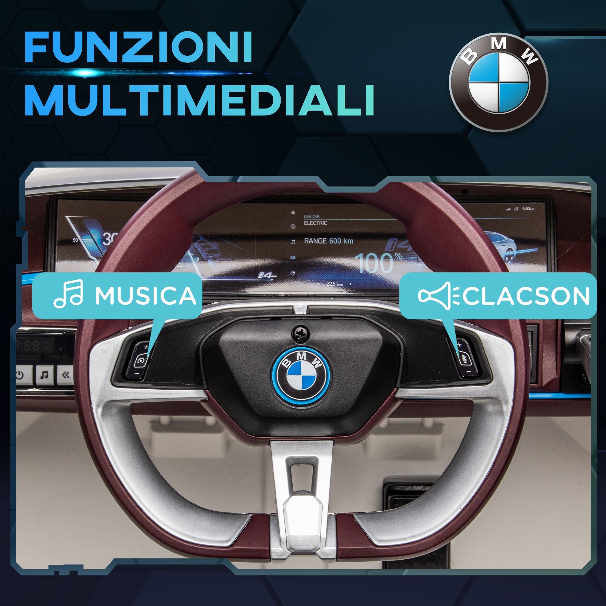 Macchina Elettrica per Bambini 12V con Licenza BMW I4 Bianca