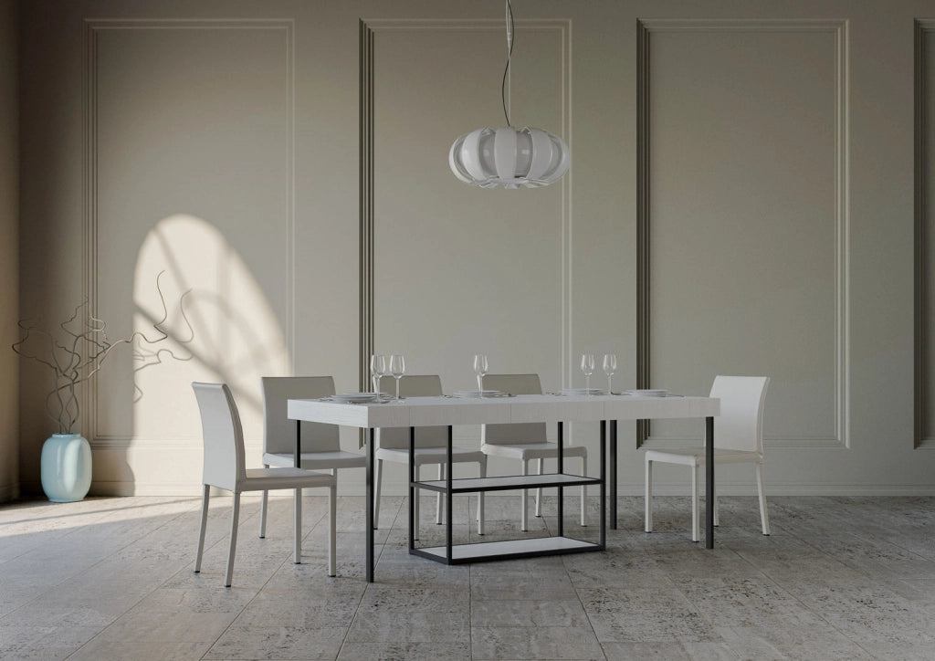 Consolle Allungabile 90-300x40x77 cm in Nobilitato Bianco