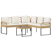 Set Divano da Giardino 2 pz | Set Salotto da Giardino Naturale Rattan sintetico Acciaio