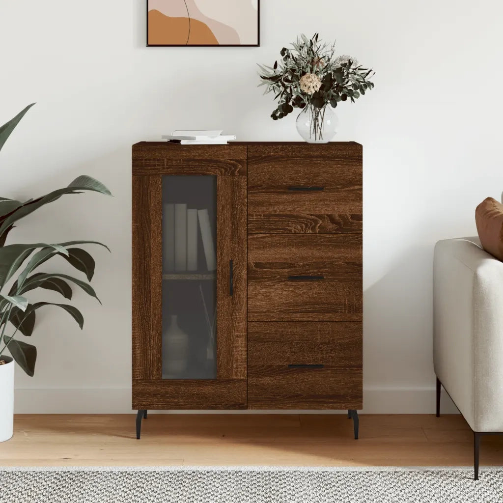 Credenza Rovere Marrone 69,5x34x90 cm in Legno Multistrato 828067