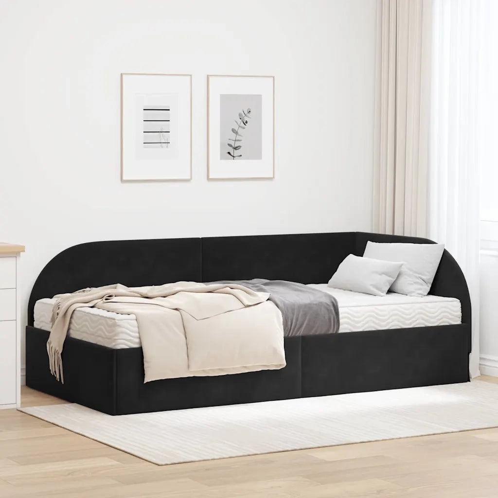 Struttura Letto Angolare con Materasso 2 pz-Giroletto con materasso Nero Velluto 779090