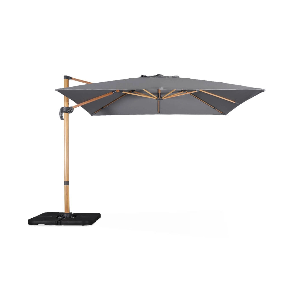 Ombrellone quadrato eccentrico, 3x3m, grigio