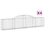 Set di 4 gabbioni ad arco per recinzione gabbia o muro di contenimento 300 x 30 x 60/80 cm ferro zincato argento 02_0041462