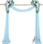 Slender Chiffon, tenda da sposa, con nastri, chiffon a drappeggio per decorazione cerimoniale, sfondo, tenda da festa di gesso - Blu chiaro - 75*1000cm